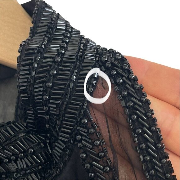 Laurence Kazar VTG Black Beaded Silk Evening Gown Dress Formal High Neck Size PS - Picture 14 of 16